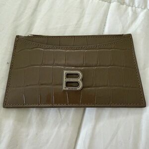 Balenciaga Tan Croc-Embossed Pouch